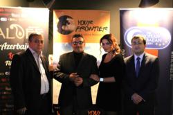Dignitaries against posters at the Azerbaijan London Film Festival